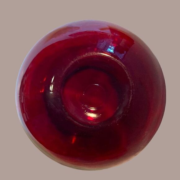 Vintage Anchor Hocking Depression Ruby Red Round Vase - Picture 5 of 7